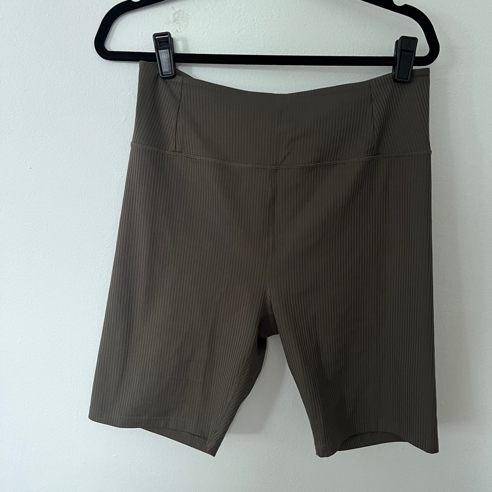 Girlfriend Collective Olive Green Ribbed Bike Shorts